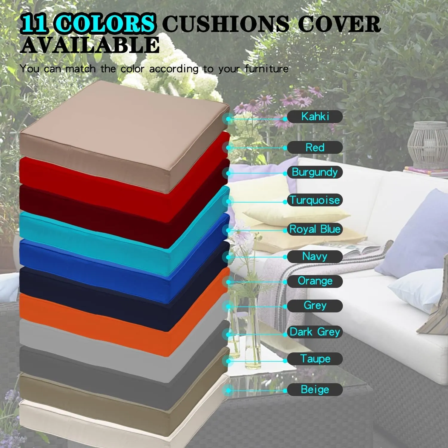 ClawsCover 14Pack Outdoor Patio Seat and Back Cushions Replacement Covers Fit for 7Pieces 6-Seater Wicker Rattan Sectional Couch Chair Furniture Set,Cream-Include Cover Only (Small)