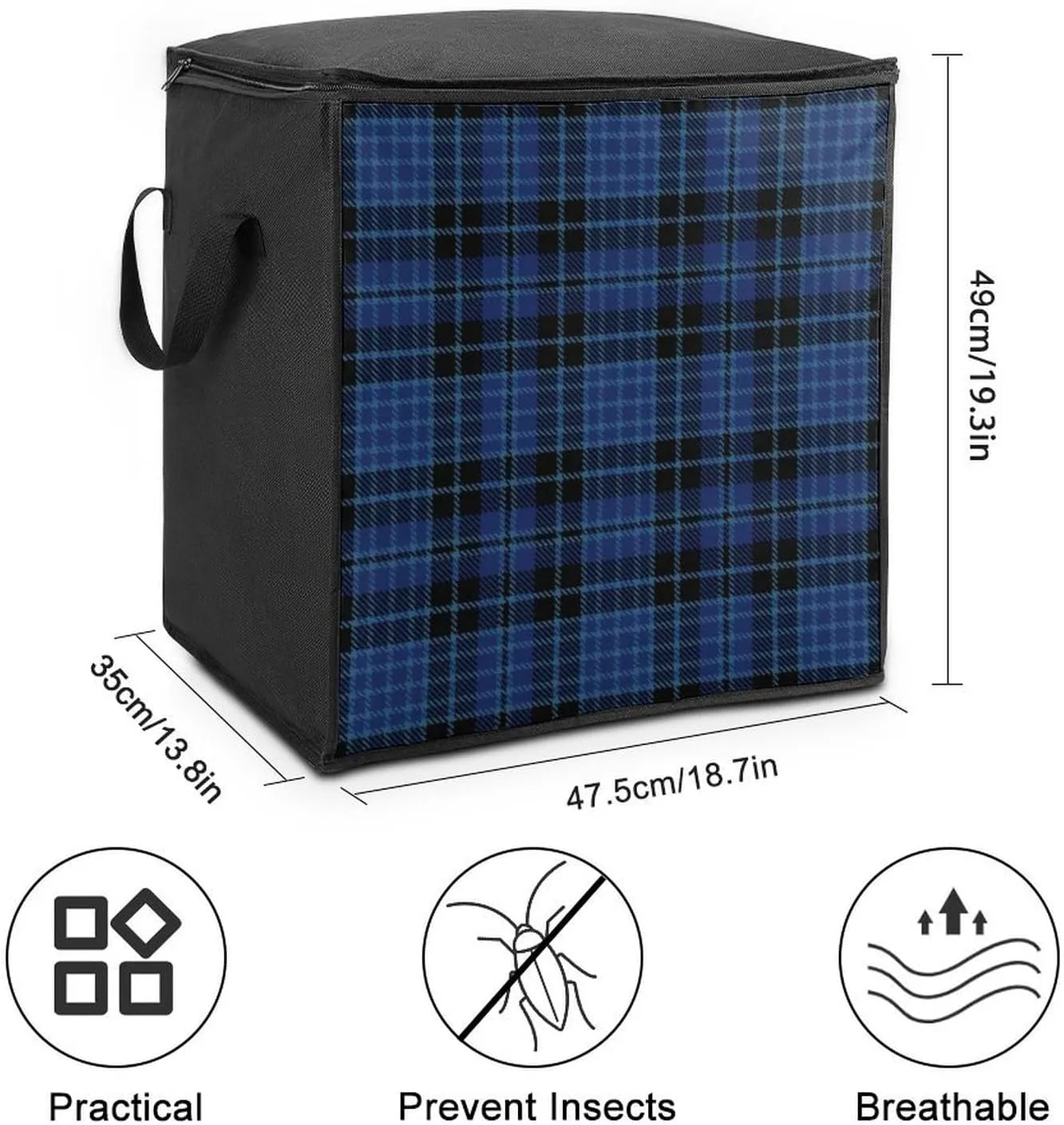 Clergy Blue Black White Large Capacity Portable Cotton Quilt Storage Bag Unisex