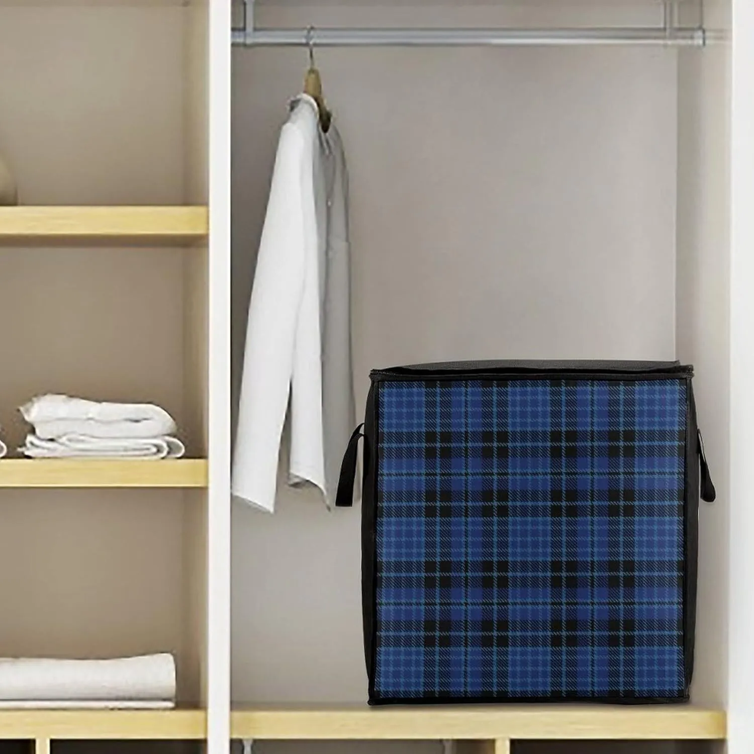 Clergy Blue Black White Large Capacity Portable Cotton Quilt Storage Bag Unisex