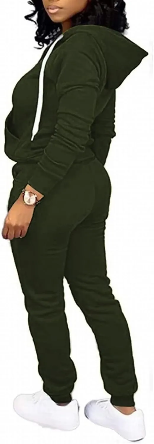 CLOCOR Track Suits for Women Set - Casual 2 Piece Outfits Sweatsuit Pocket Hoodies Long Sleeve with Patchwork Pants Set