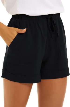 CNFUFEN Summer Lounge Shorts for Women Fashion Linen Wide Leg Flowy Comfy Pants
