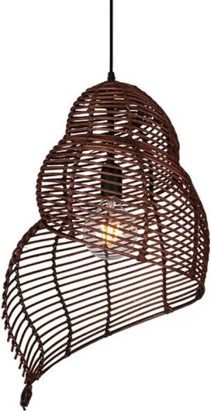 Coastal Conch Pendant Lights Personality Wicker Rattan Pendant Light Tropical Romantic Basket Hanging Lamp Hollow Revolving Vine Chandelier Lamps for Kitchen Island Dining Corridor Teahouse