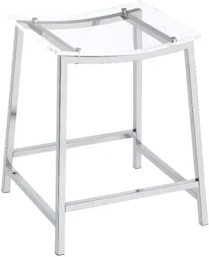 Coaster Home Furnishings - Jovani - Acrylic Backless Counter Stools (Set of 2) - Armless, Footrest - Dining Room & Kitchen - 24-inch - Chrome & Clear - 182358