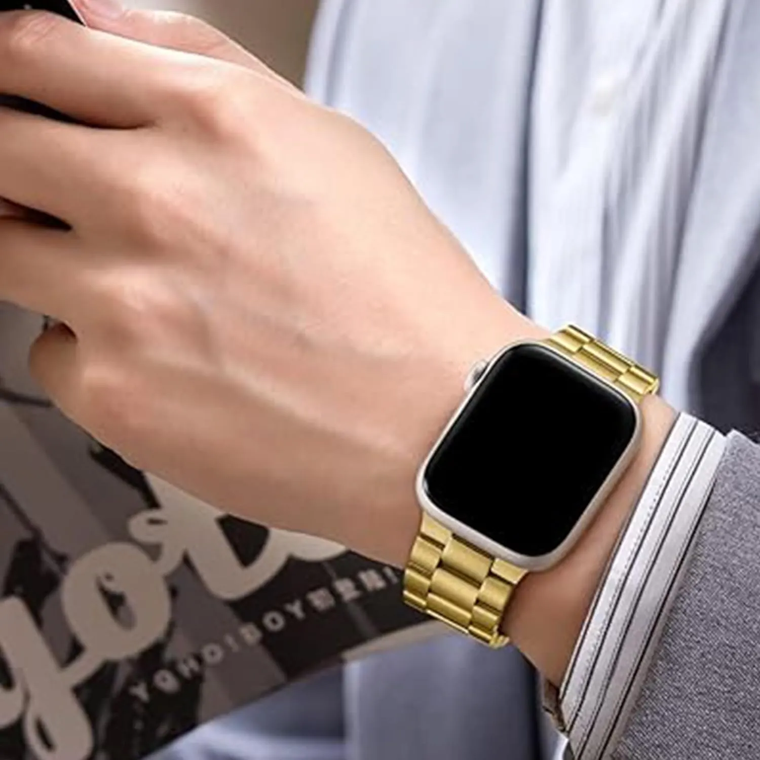 Compatible with SOUYIE Smart Watch Bands, Lamshaw 20mm, 22mm Quick Release Stainless Steel Metal Durable Replacement Strap Bracelet Compatible with SOUYIE T19, T56, T90, T98, P113, P109, P99, S47, SW7, SW-7, Q15 Pro, T49, T45S, HT, L1, HD11 Smart Watch