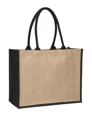 Contrast Black Laminated Jute Supermarket Bag