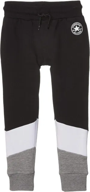 Converse Girl's Chuck Patch Color Block Fleece Pull-On Joggers (Little Kids) Black 4 Little Kid