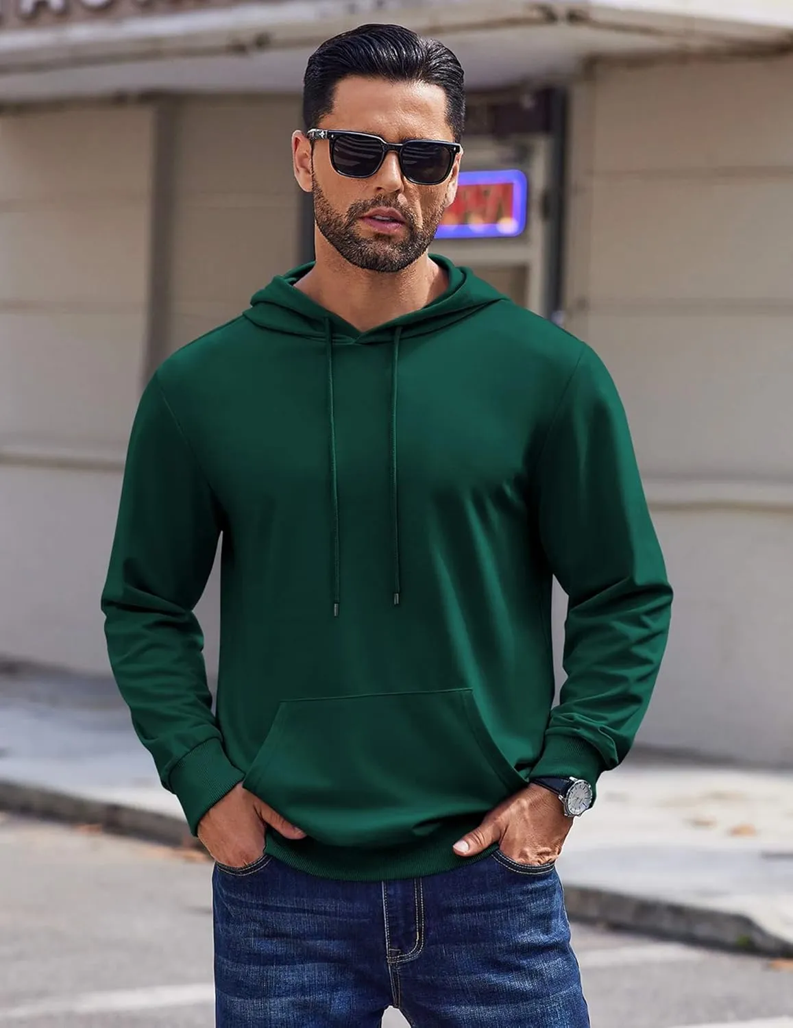 COOFANDY Mens Hoodies Pullover Long Sleeve Casual Fashion Sweatshirts Drawstring Gym Hooded Shirt with Kanga Pocket