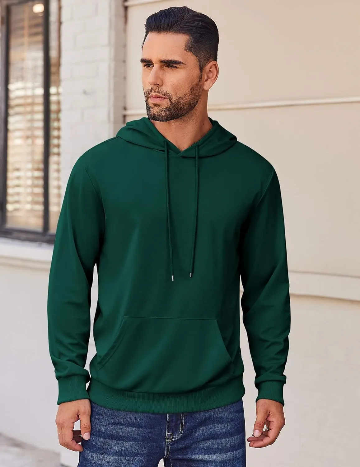 COOFANDY Mens Hoodies Pullover Long Sleeve Casual Fashion Sweatshirts Drawstring Gym Hooded Shirt with Kanga Pocket