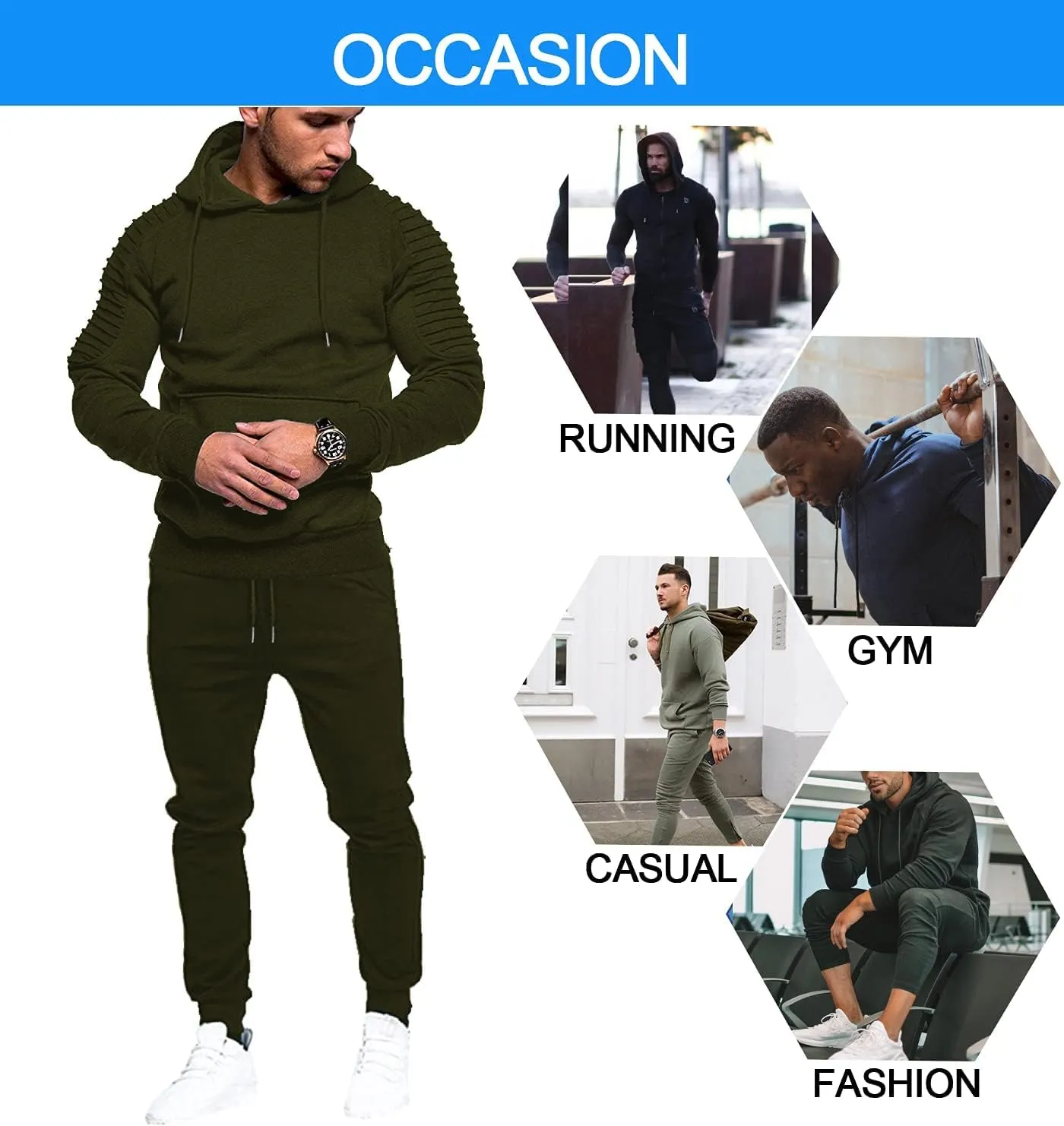 COOFANDY Men's Tracksuit 2 Piece Hoodie Sweatsuit Sets Casual Jogging Athletic Suits