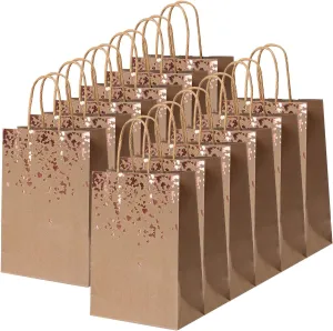 Cooraby 18 Pieces Paper Bags Bronzing Kraft Bag Hen Party Bags 6.3 x 3.1 x 8.6 Inch Bride Gift Birthday Bag with Handle for Wedding Parties Keepsake Night Celebrations (Color B)