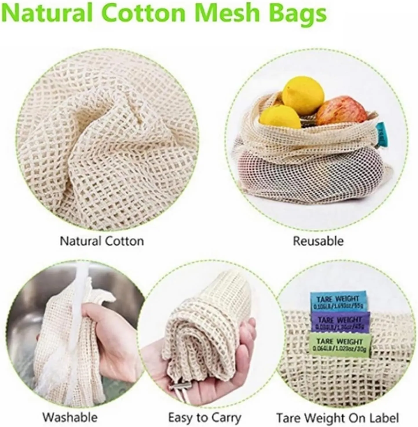 Cotton Mesh Vegetable Bags Produce Bag Reusable Cotton Mesh Vegetable Storage Bag Kitchen Fruit Vegetable with Drawstring Bags (Size : 43x28cm)