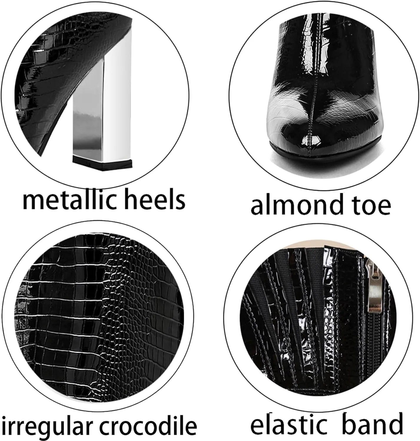 Cozivwaiy Women Knee High Dress Boots Block High Heels Boots Riding Formal Metallic Heels Boots Tall Boots Zipper