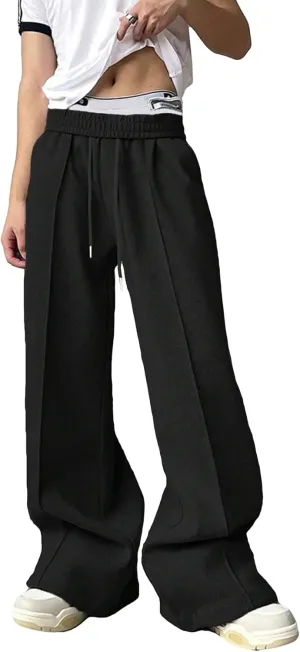 COZYEASE Men's Sweatpants Athletic Drawstring Waist Wide Leg Sweatpants Casual Baggy Pants with Pockets
