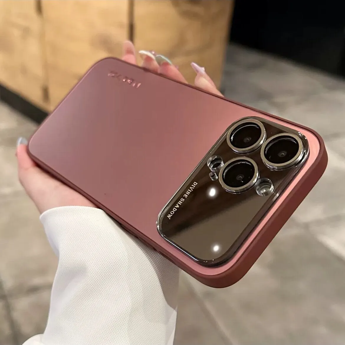 creamtopmall Cute Simple Minimalist Slick Metallic Design Protective Shockproof Phone Case with Rope Hand Strap for iPhone 11 12 13 14 15 Pro Max