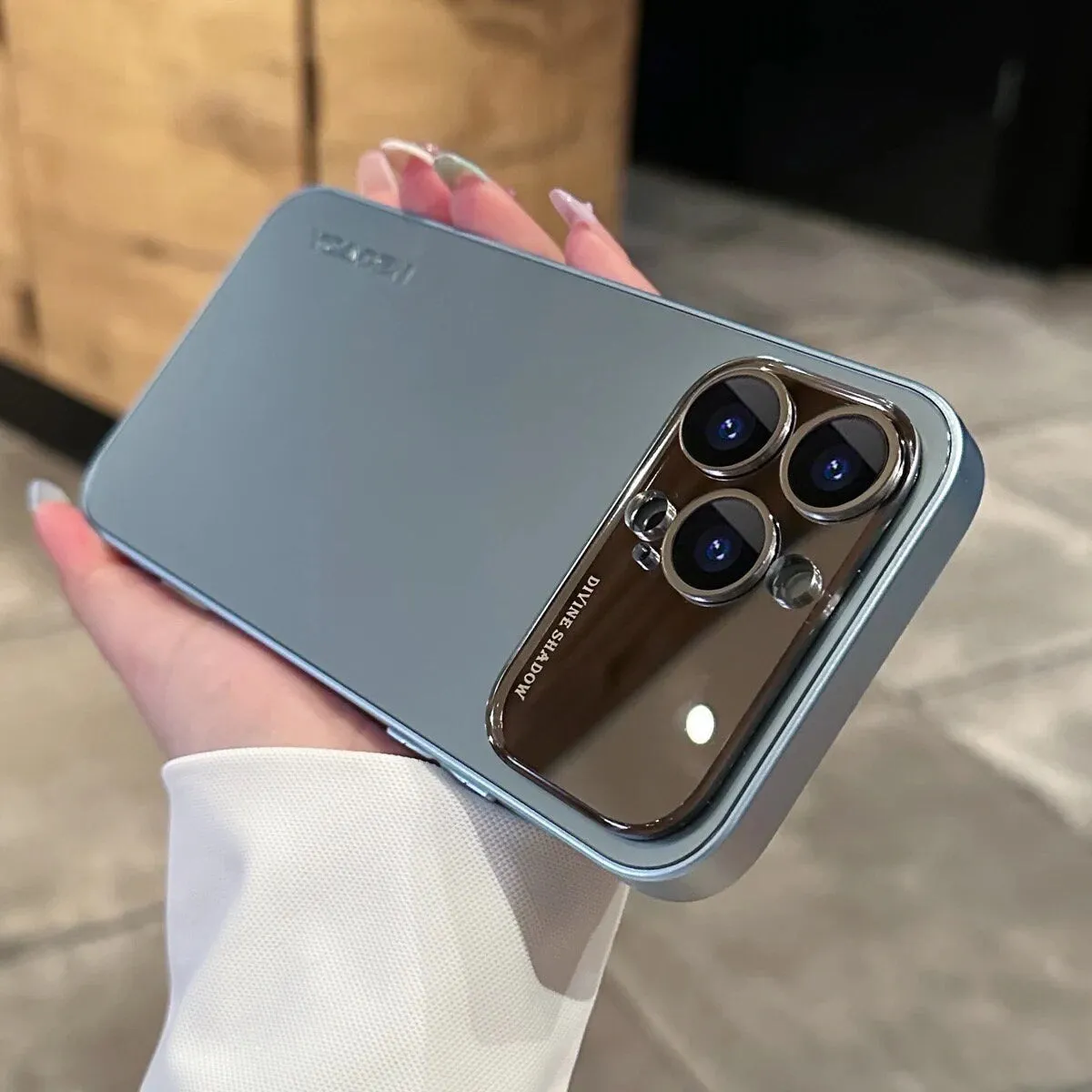 creamtopmall Cute Simple Minimalist Slick Metallic Design Protective Shockproof Phone Case with Rope Hand Strap for iPhone 11 12 13 14 15 Pro Max