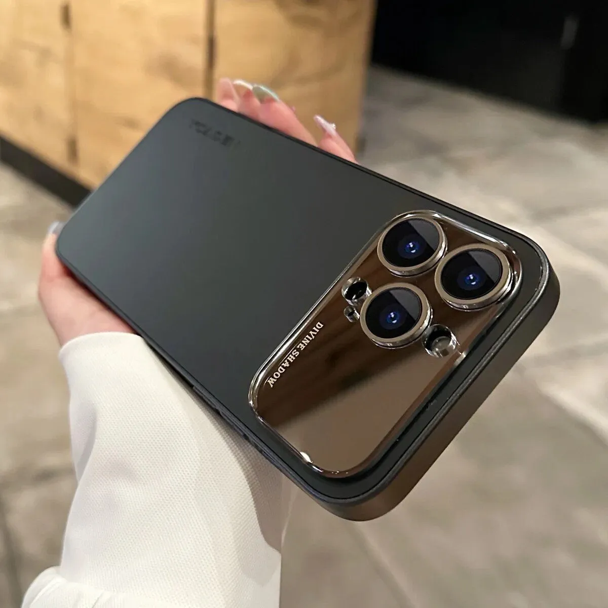 creamtopmall Cute Simple Minimalist Slick Metallic Design Protective Shockproof Phone Case with Rope Hand Strap for iPhone 11 12 13 14 15 Pro Max