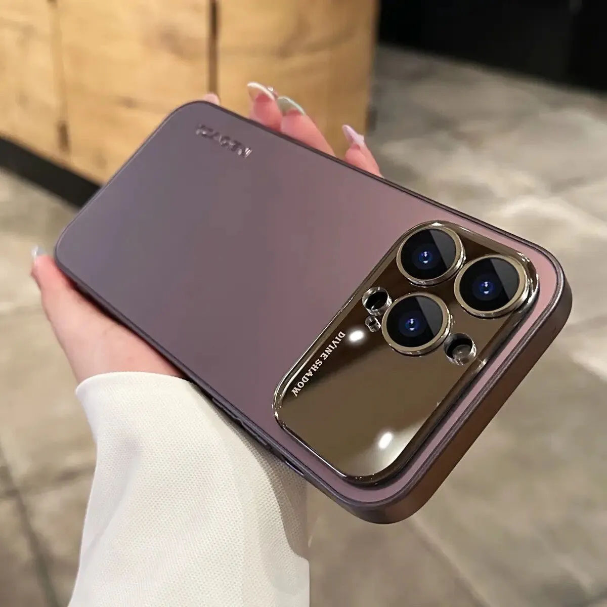 creamtopmall Cute Simple Minimalist Slick Metallic Design Protective Shockproof Phone Case with Rope Hand Strap for iPhone 11 12 13 14 15 Pro Max
