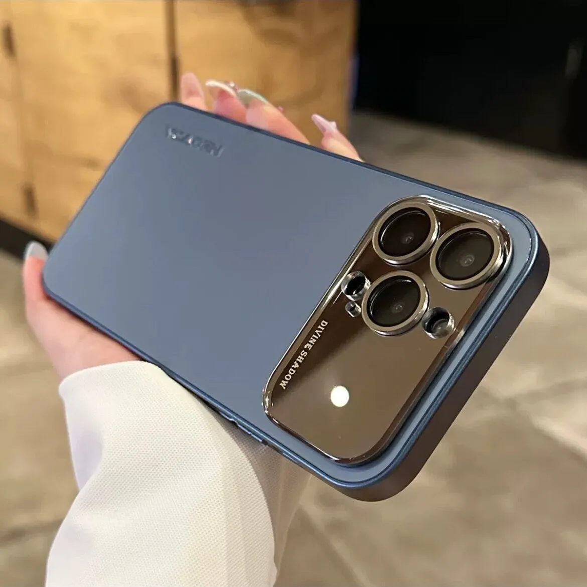 creamtopmall Cute Simple Minimalist Slick Metallic Design Protective Shockproof Phone Case with Rope Hand Strap for iPhone 11 12 13 14 15 Pro Max