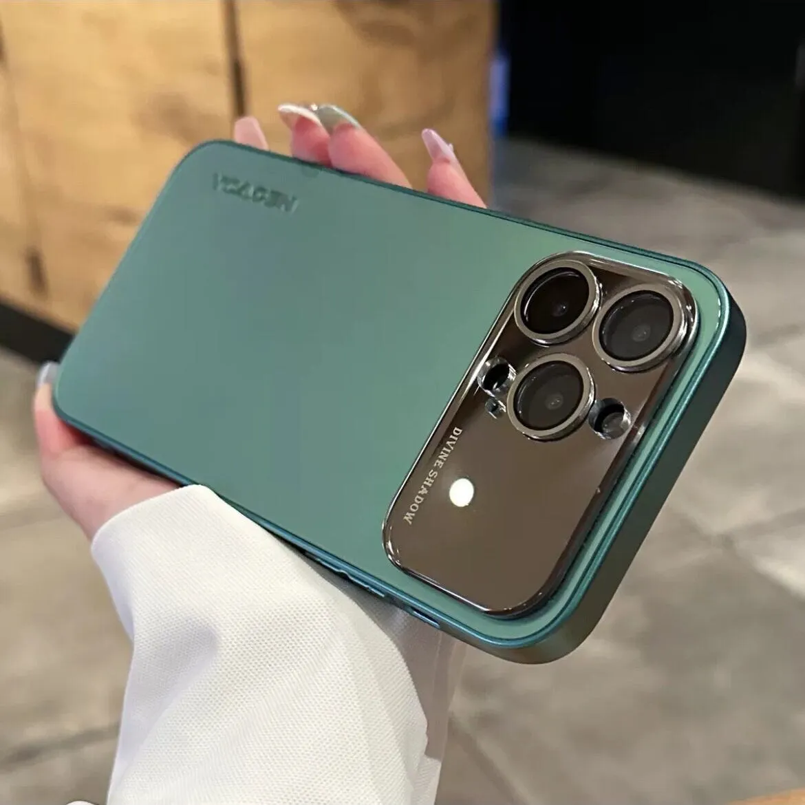 creamtopmall Cute Simple Minimalist Slick Metallic Design Protective Shockproof Phone Case with Rope Hand Strap for iPhone 11 12 13 14 15 Pro Max