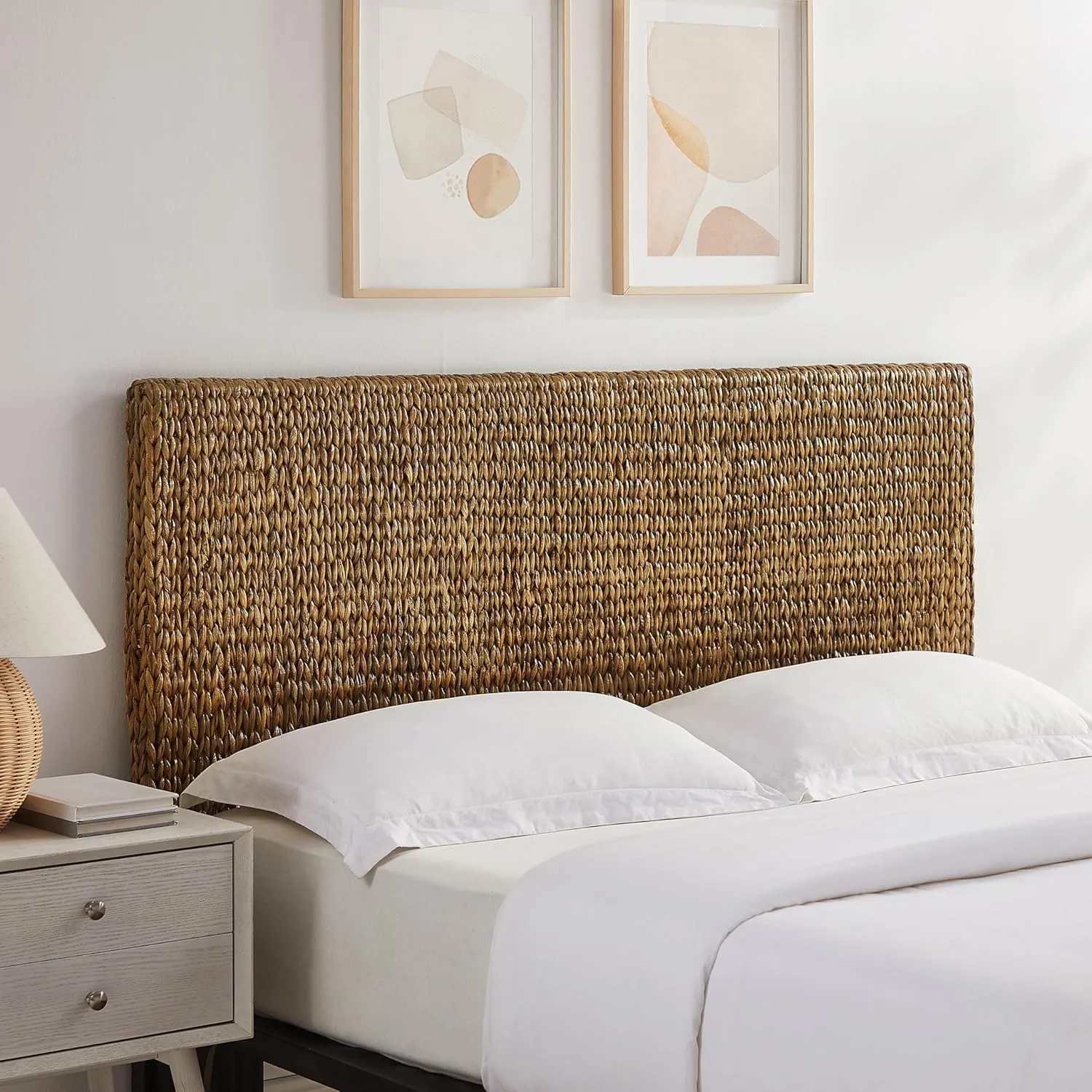 Crosley Furniture Edgewater Boho Natural Fiber Handwoven Rattan Headboard for King Size Bed, Seagrass, King