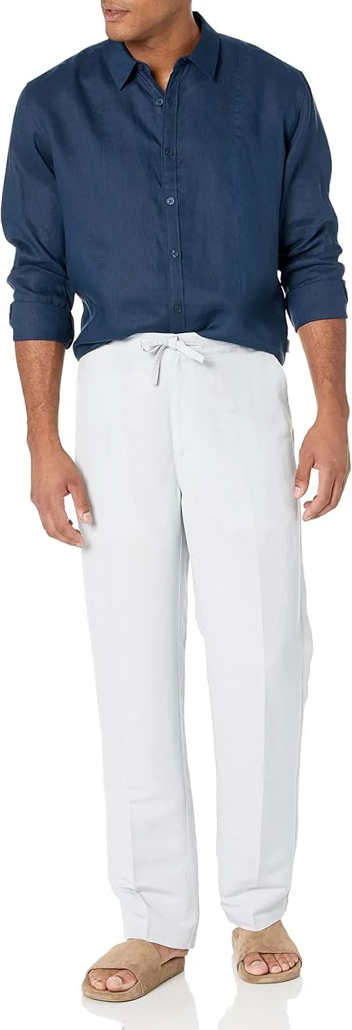 Cubavera Men's Linen-Blend Drawstring Pants with Pockets, Stretch Fabric, Lightweight & Breathable, 30" & 32" Inseams