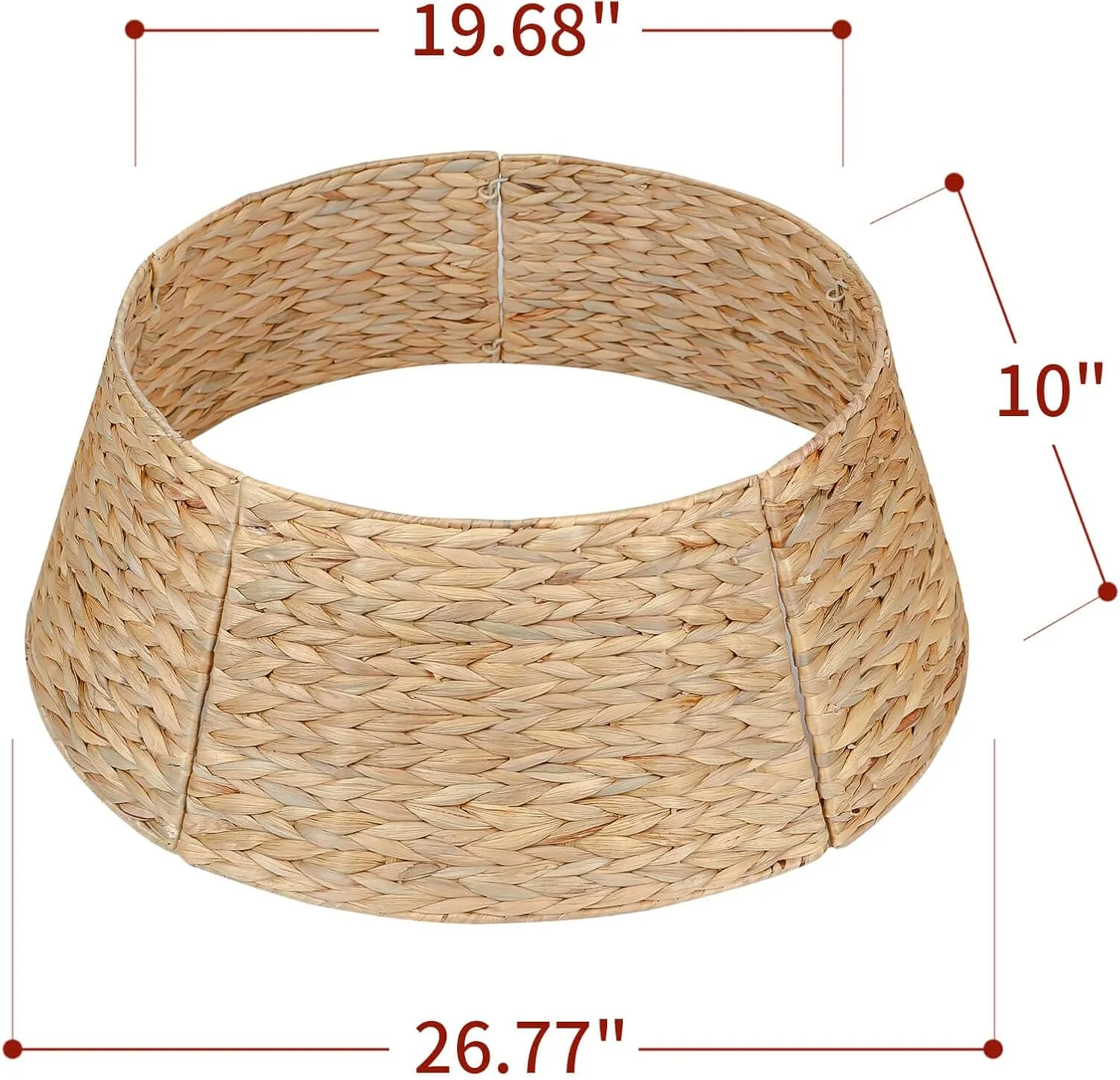CubesLand Christmas Tree Collar for 7.5ft Trees,Christmas Tree Skirt 27In,Holiday Rattan Tree Skirt,Handcrafted Woven Hyacinth Christmas Tree Base Cover,Rustic Tree Skirt for Artificial Trees
