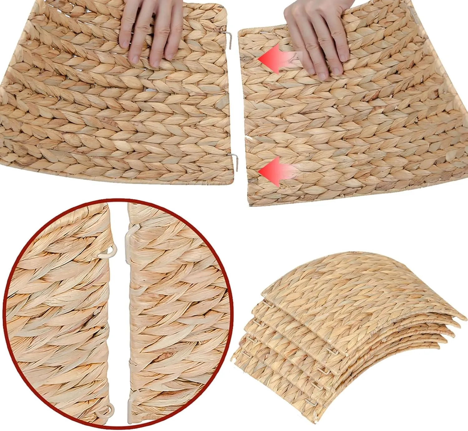 CubesLand Christmas Tree Collar for 7.5ft Trees,Christmas Tree Skirt 27In,Holiday Rattan Tree Skirt,Handcrafted Woven Hyacinth Christmas Tree Base Cover,Rustic Tree Skirt for Artificial Trees