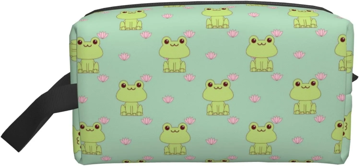 Cute Animal Frog Travel Toiletry Bag for Men Women Waterproof Hanging Dopp Kit Wash Bags Lightweight Shaving Bag Portable Cosmetic Makeup Bag with Handle for Shower Toiletries Accessories