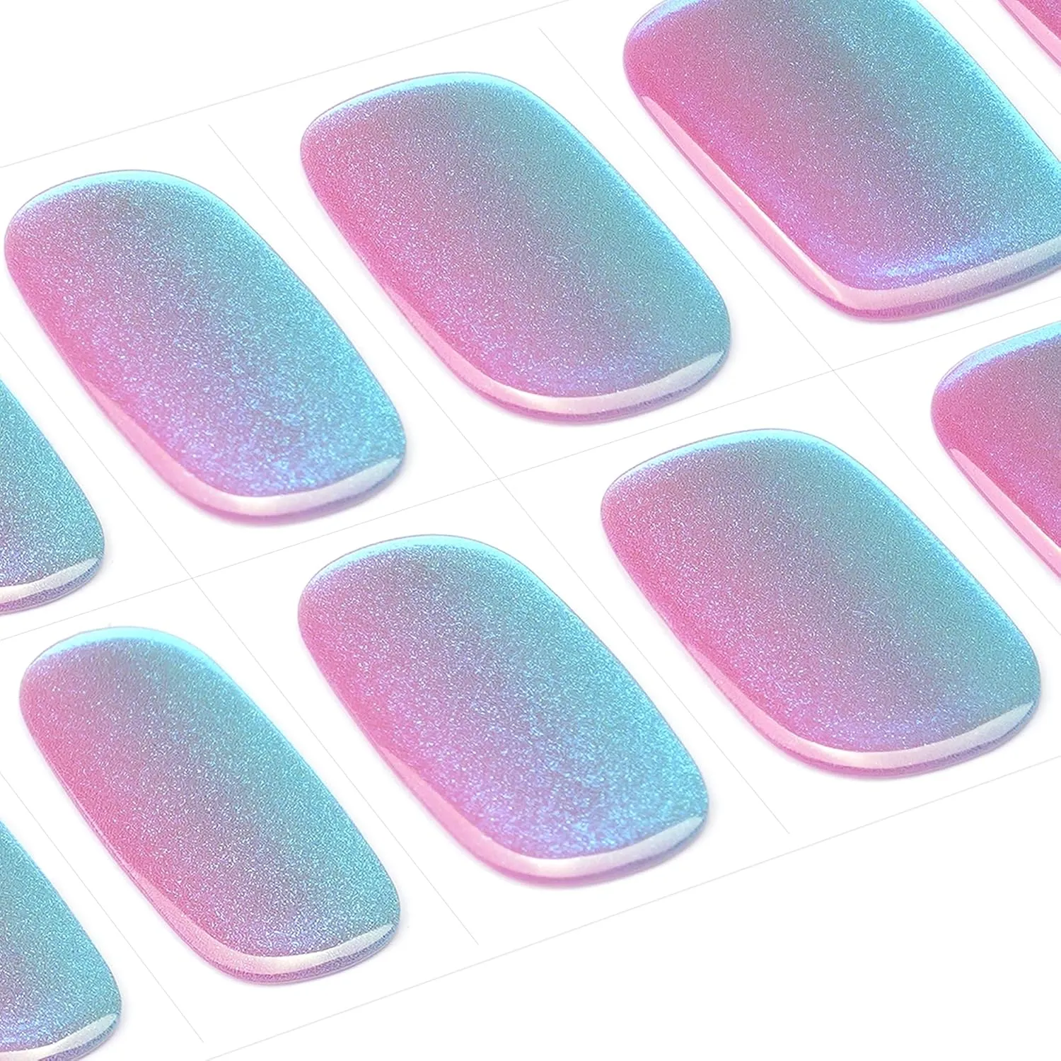 DANNI & TONI Semi Cured Gel Nail Strips Holographic (Chrome Dream) Metallic Gradient Aurora Nails 28 Stickers Gift for Woman