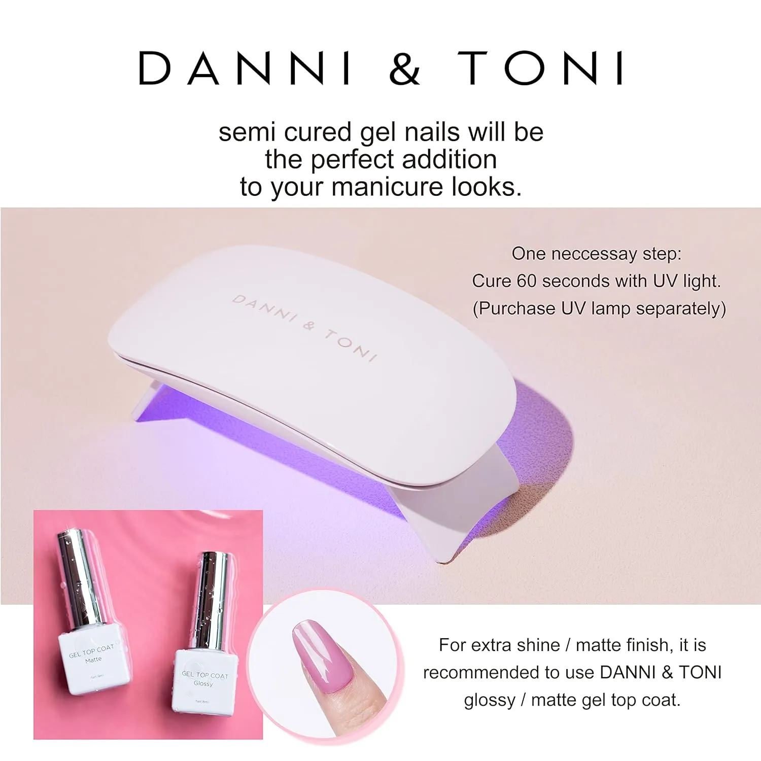 DANNI & TONI Semi Cured Gel Nail Strips Holographic (Chrome Dream) Metallic Gradient Aurora Nails 28 Stickers Gift for Woman