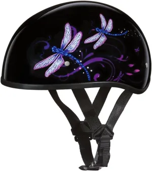 Daytona Helmets Leading The Way In Quality Headgear Motorcycle Half Helmet Skull Cap- Dragonfly 100% DOT Approved, Hi-Gloss Black, Dragonfly, Small