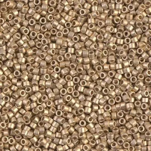 DB 334, Matte Metallic 24K Light Gold Plate - Miyuki Delica Beads, Size 11, 5 grams - Miyuki Delica & Seed Bead - 24 Karat Matte Bright Gold