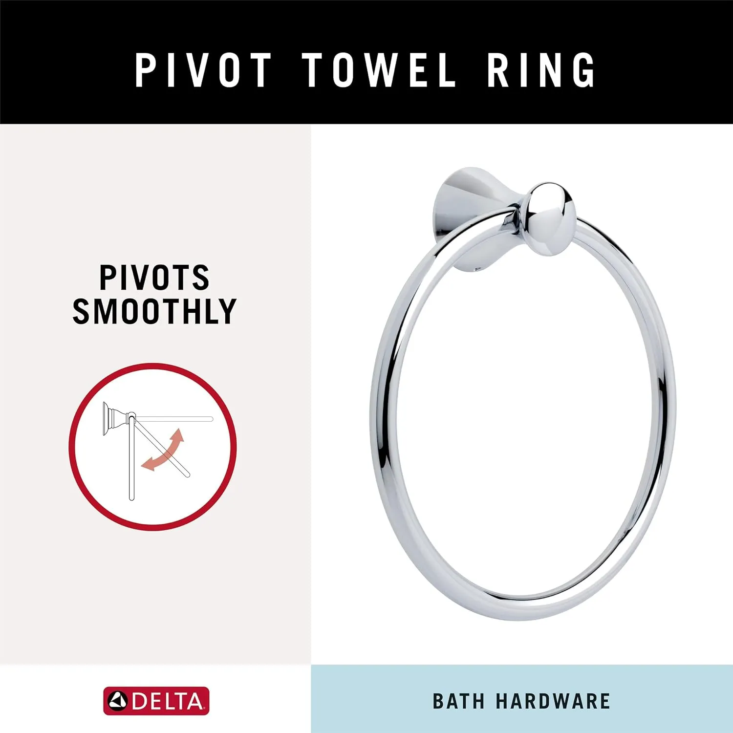 DELTA 73846 Lahara Towel Ring, Polished Chrome