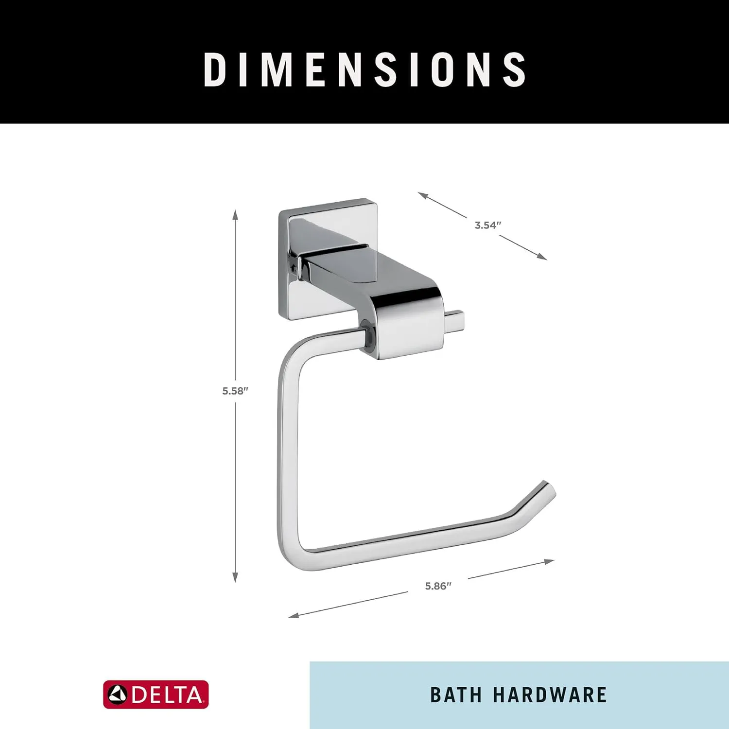 DELTA Ara Single Post Toilet Paper Holder, Polished Chrome, Bathroom Accessories, 77550 3.5 x 6.25 x 3.5 Inches