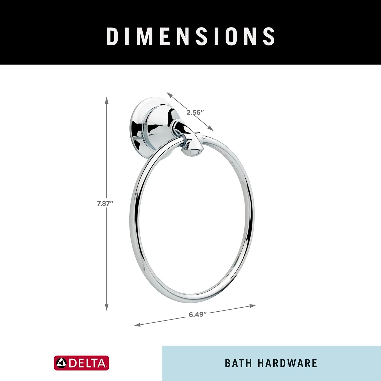 Delta Faucet 79446 Linden Towel Ring, Polished Chrome