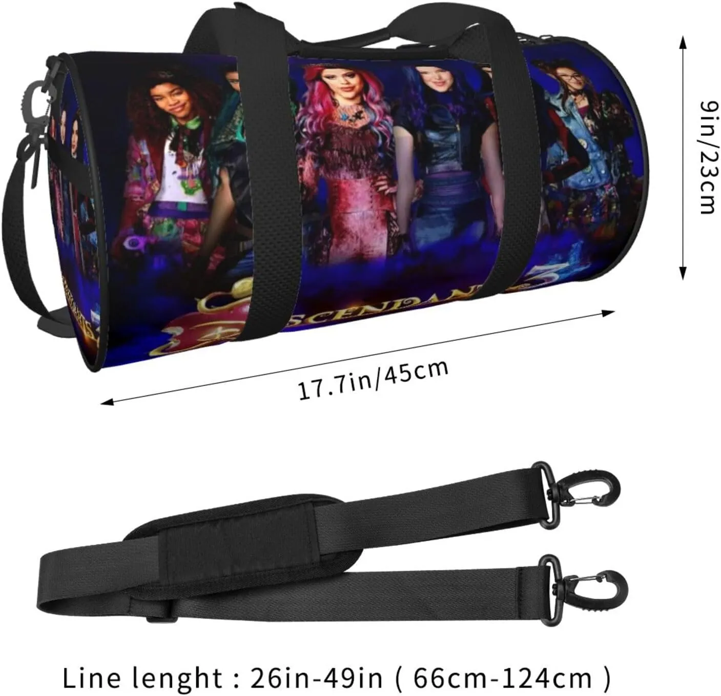 Desc-endants 3 Gym Bag for Women and Men, Gyms Waterproof Dufflebag Lightweight Carryon Gymbag