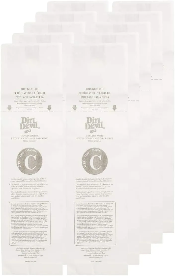 Dirt Devil Type C Deluxe Vacuum Bags (10-Pack), 3700148001