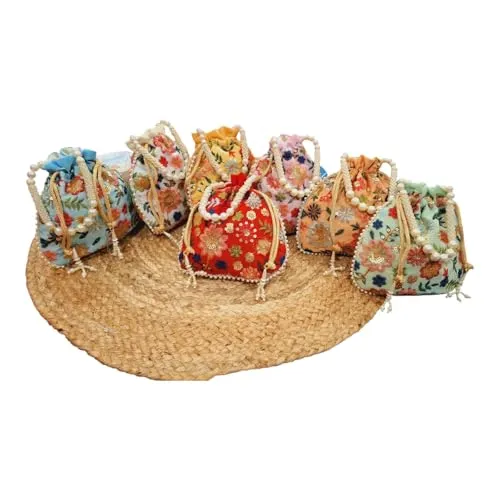 DMS RETAIL Potli Bags For Wedding Return Gifts For Women In Bulk, Ladies Return Gifts For Pooja Birthday Kitty Party Shagun Mehndi Sangeet Pack of