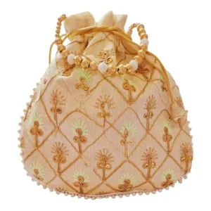 DMS RETAIL Women's Embroidered Potli | Ladies Purse Handbag Purses for Women,Wedding, Housewarming, Corporate Gifts, Anniversary Baby Shower Return Gifts (GREEN)