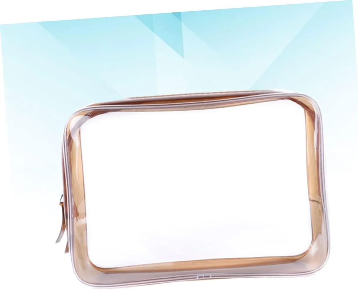 DOITOOL 9 Pcs Travel Makeup Bag Cosmetic Bags for Women Transparent Makeup Bag Storage Bag Three Piece Suit, Coffee, Size 3