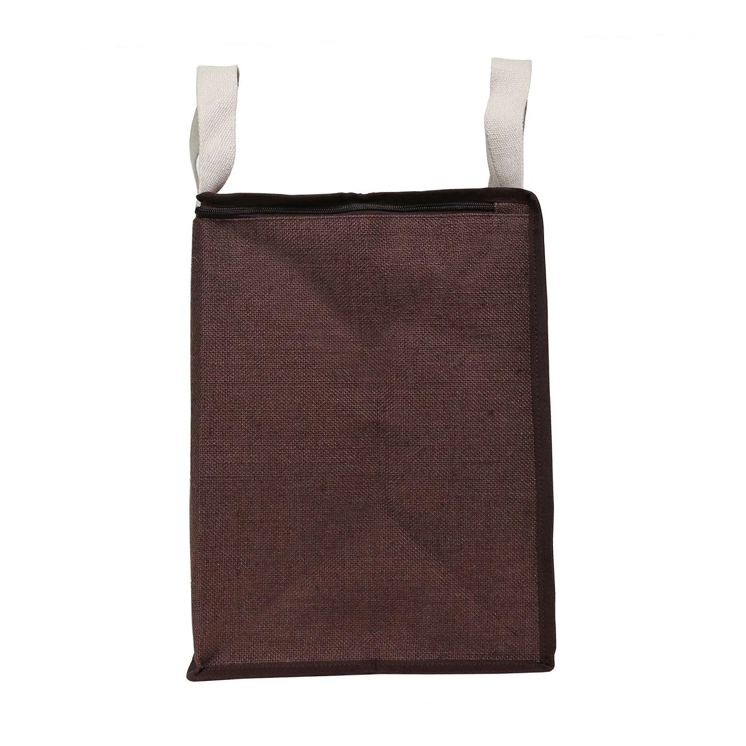 DOUBLE R BAGS Jute Shopping bags with Dual Zippers Pack of 2 (Brown)