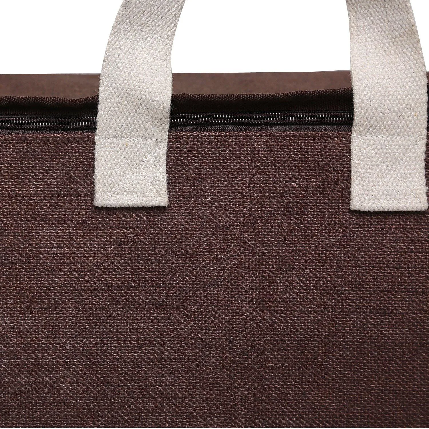 DOUBLE R BAGS Jute Shopping bags with Dual Zippers Pack of 2 (Brown)
