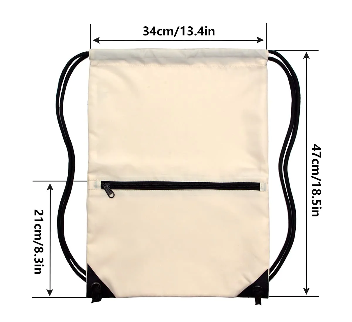 Drawstring Backpack Bag Sport Gym Sackpack Beige HLC001