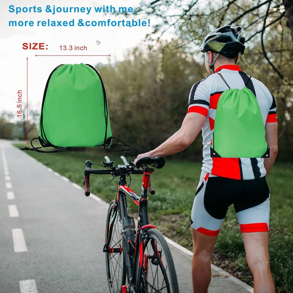 Drawstring Backpack Bulk 20 Pcs Draw String Backpack Bags DIY Gym Sports Traveling Yoga Cinch Bag Sackpack Drawstring (Green)