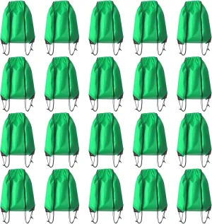 Drawstring Backpack Bulk 20 Pcs Draw String Backpack Bags DIY Gym Sports Traveling Yoga Cinch Bag Sackpack Drawstring (Green)