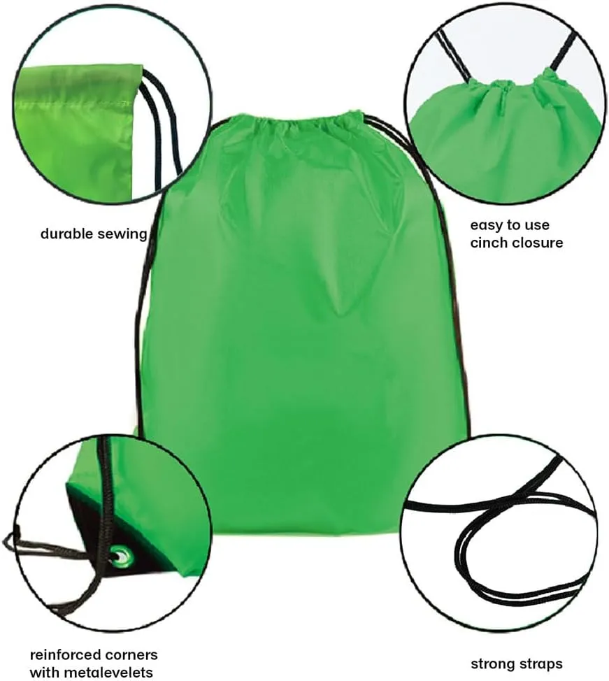Drawstring Backpack Bulk 20 Pcs Draw String Backpack Bags DIY Gym Sports Traveling Yoga Cinch Bag Sackpack Drawstring (Green)