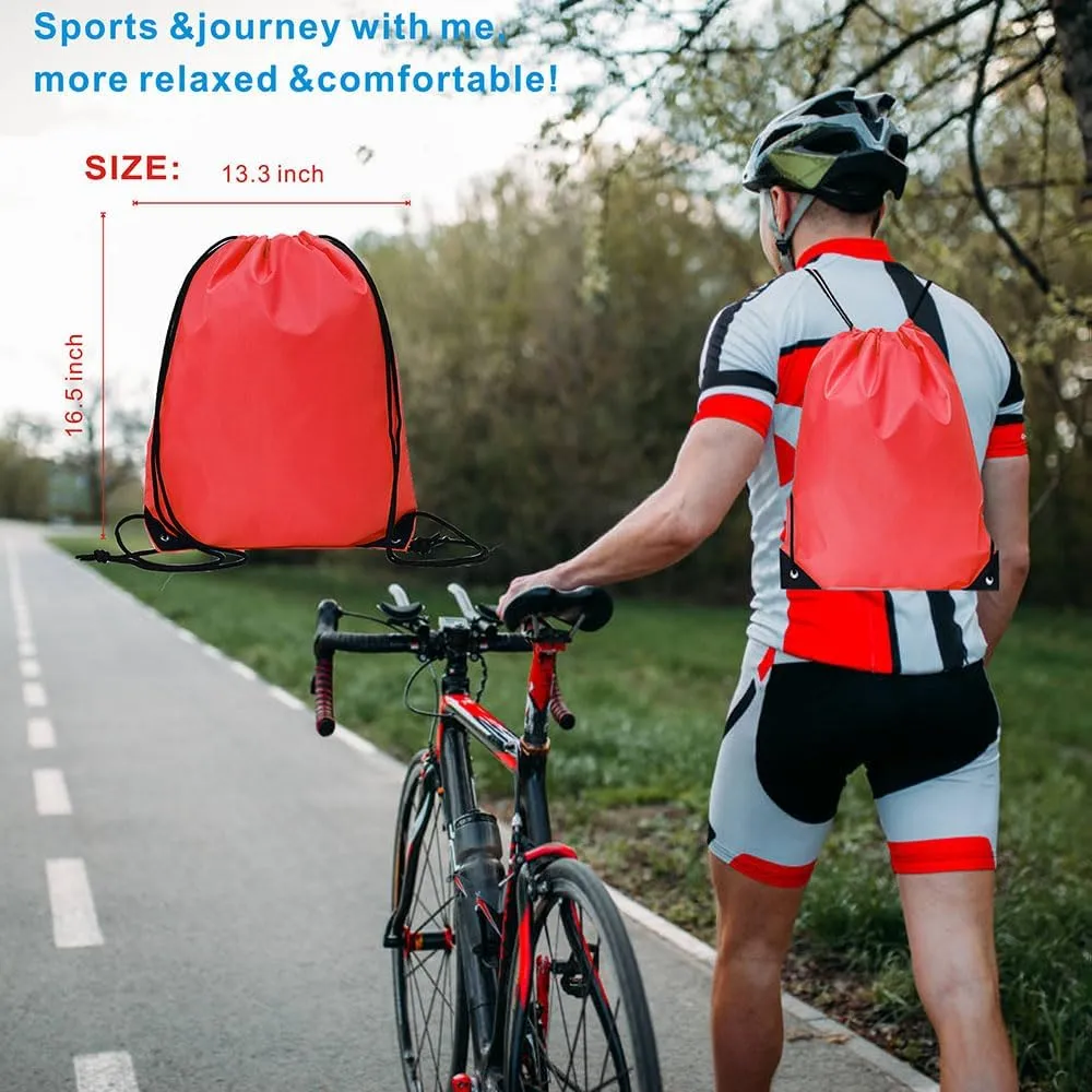 Drawstring Backpack Bulk 24Pcs Draw String Backpack Bags DIY Gym Sports Traveling Yoga Cinch Bag Sackpack Drawstring(red)