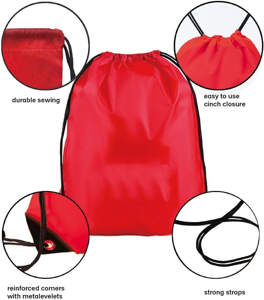 Drawstring Backpack Bulk 24Pcs Draw String Backpack Bags DIY Gym Sports Traveling Yoga Cinch Bag Sackpack Drawstring(red)