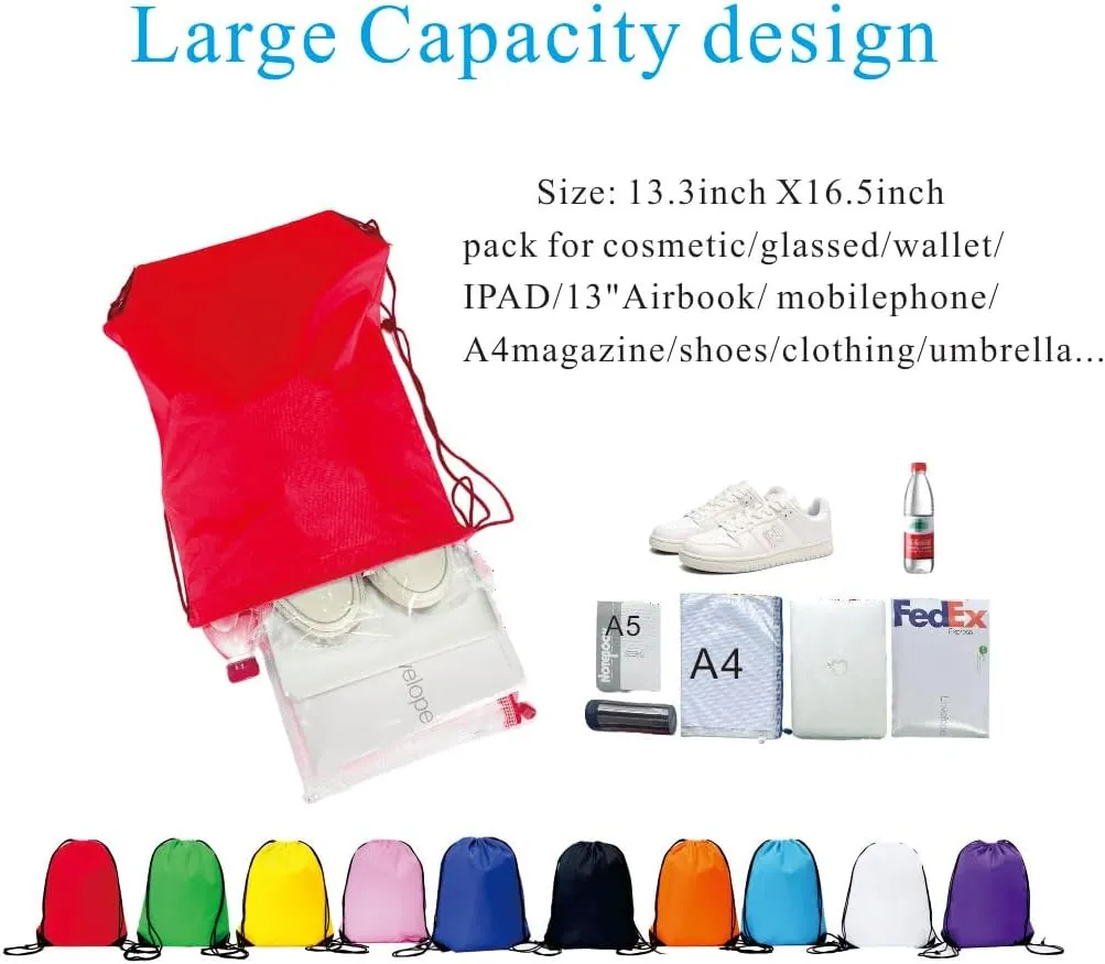 Drawstring Backpack Bulk 24Pcs Draw String Backpack Bags DIY Gym Sports Traveling Yoga Cinch Bag Sackpack Drawstring(red)