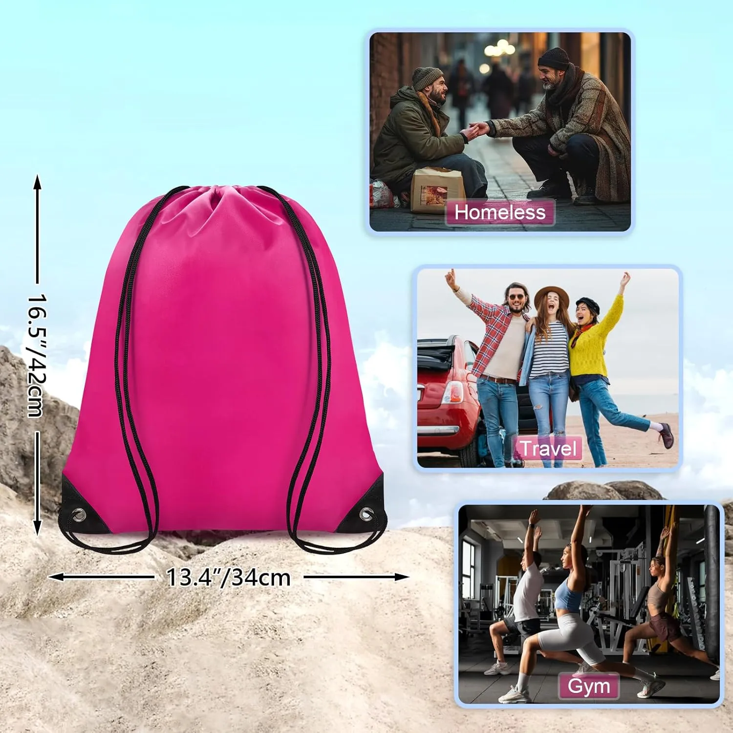 Drawstring Backpack Bulk 70Pcs String Backpack Drawstring Bags Cinch Bag Sackpack for Men Women Gym(14 Colors)